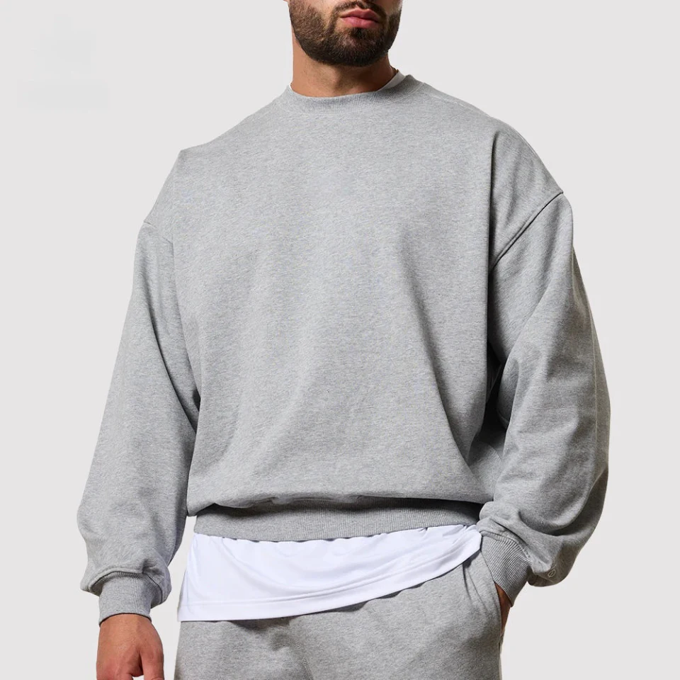 Men's oversized boxy-fit crew-neck cotton/polyester sweatshirt