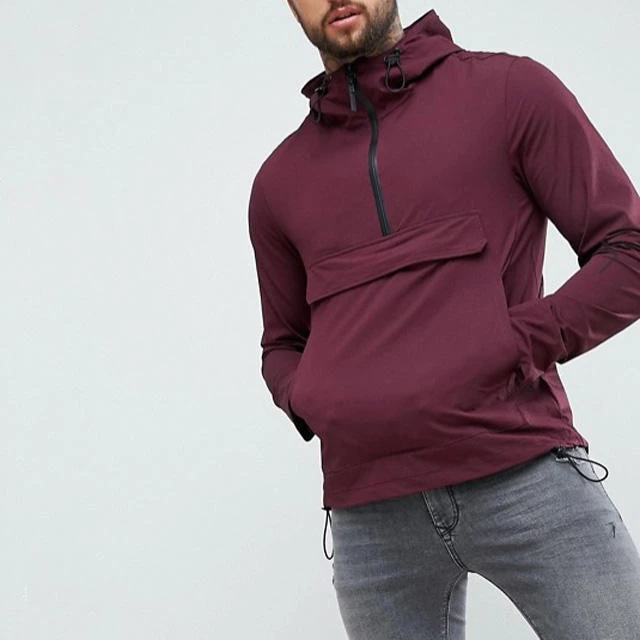 Slim-Fit Herren-Kapuzenpullover aus Baumwolle mit halbem Reißverschluss
