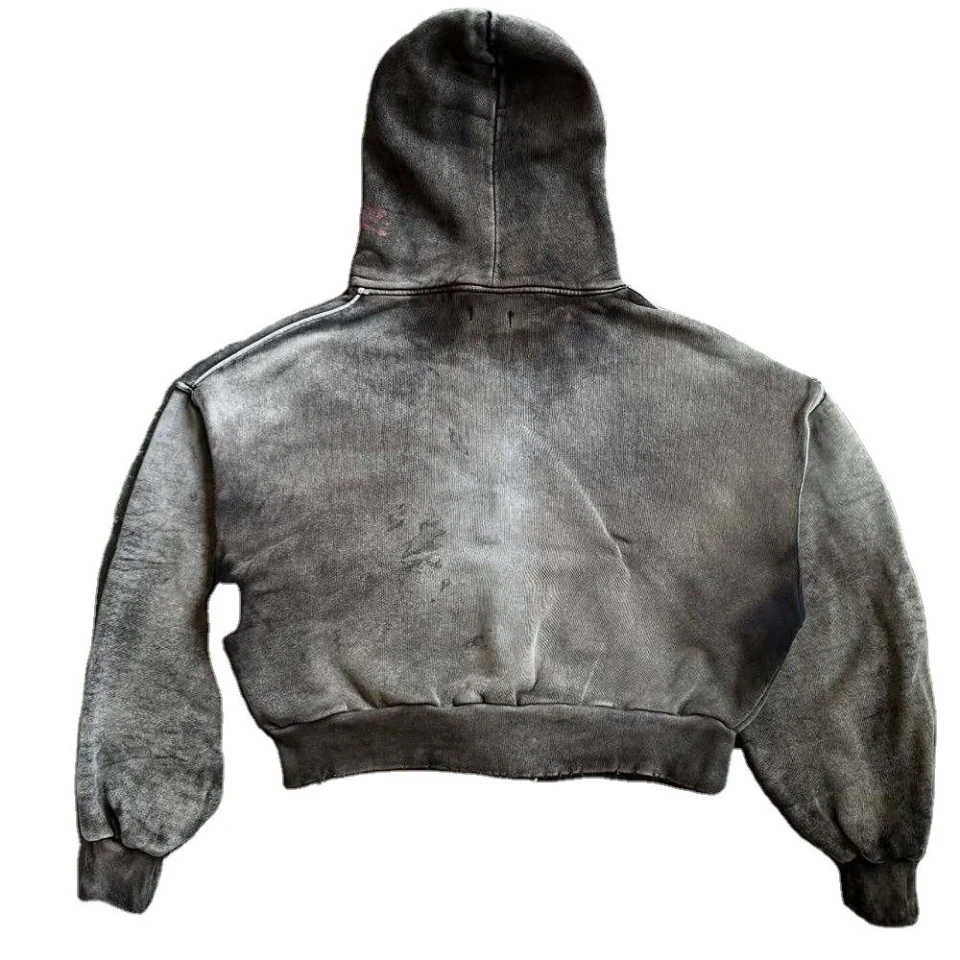 Schwerer Herren-Kapuzenpullover aus Acid-Wash-Baumwolle · 4