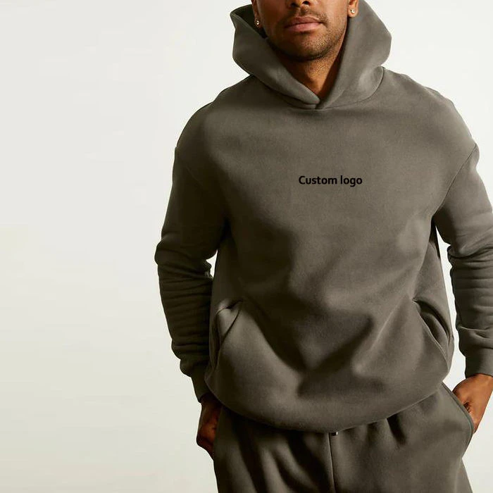 Übergroßer, schwerer Herren-Kapuzenpullover aus Baumwolle/Polyester · 350 g/m²