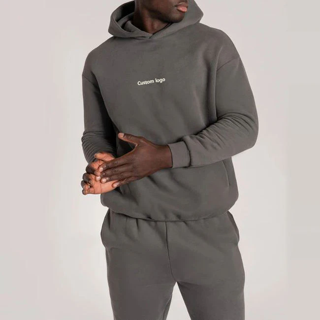 Übergroßer, schwerer Herren-Kapuzenpullover aus Baumwolle/Polyester · 350 g/m² · 2