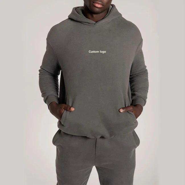 Übergroßer, schwerer Herren-Kapuzenpullover aus Baumwolle/Polyester · 350 g/m² · 3