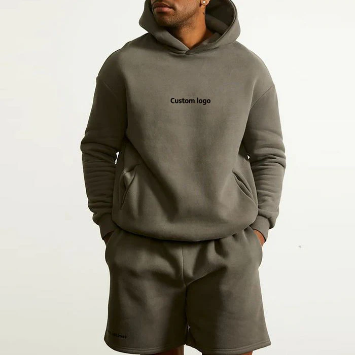Übergroßer, schwerer Herren-Kapuzenpullover aus Baumwolle/Polyester · 350 g/m² · 4
