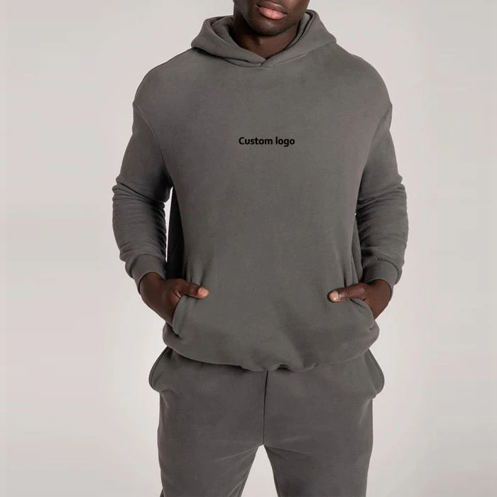 Übergroßer, schwerer Herren-Kapuzenpullover aus Baumwolle/Polyester · 350 g/m² · 5