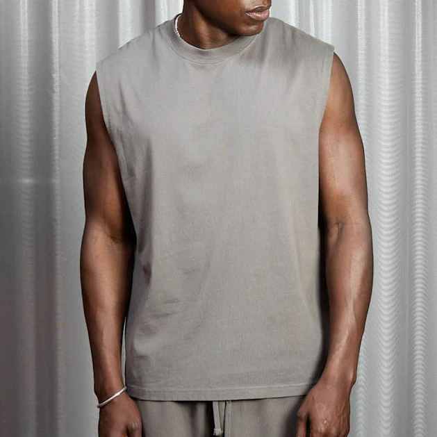 Men's quick-dry sleeveless cotton/polyester tank top