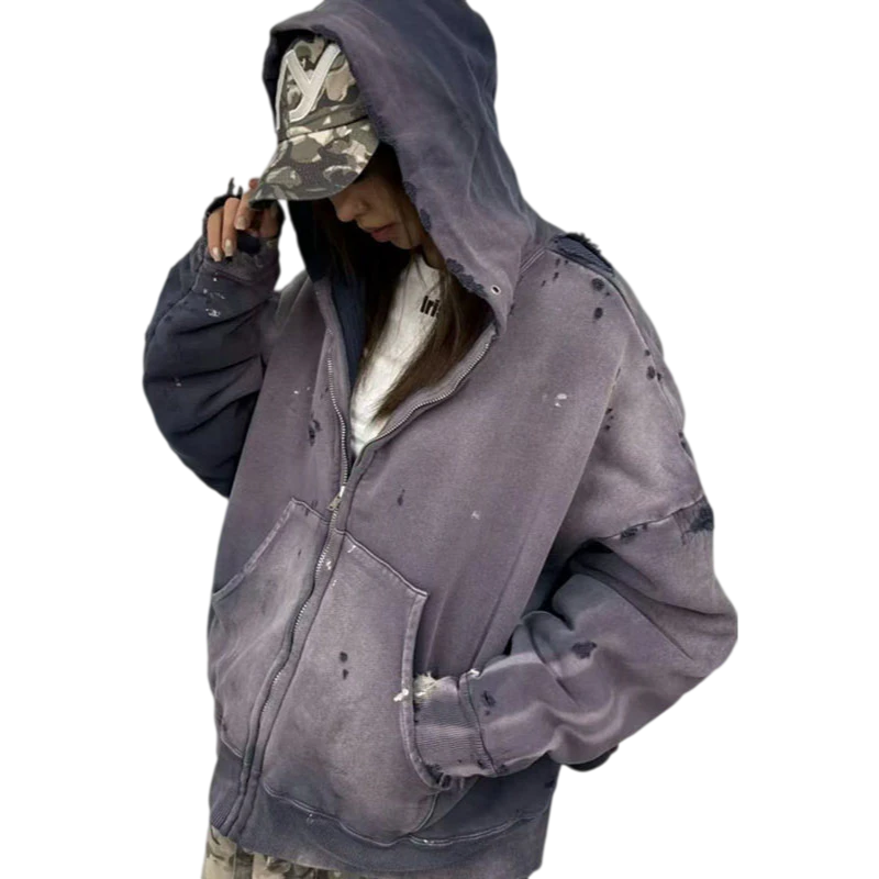 Kapuzenpullover aus Baumwolle mit Säurewaschung