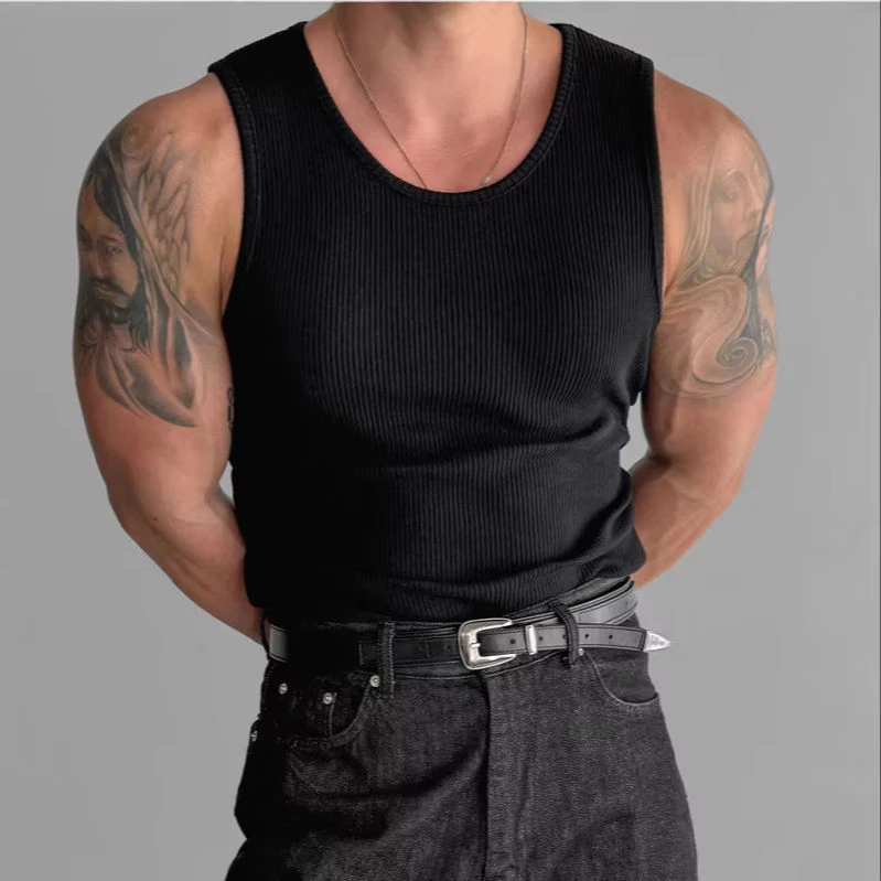 Camiseta de tirantes de algodón sin mangas para hombre · 230 GSM · 2