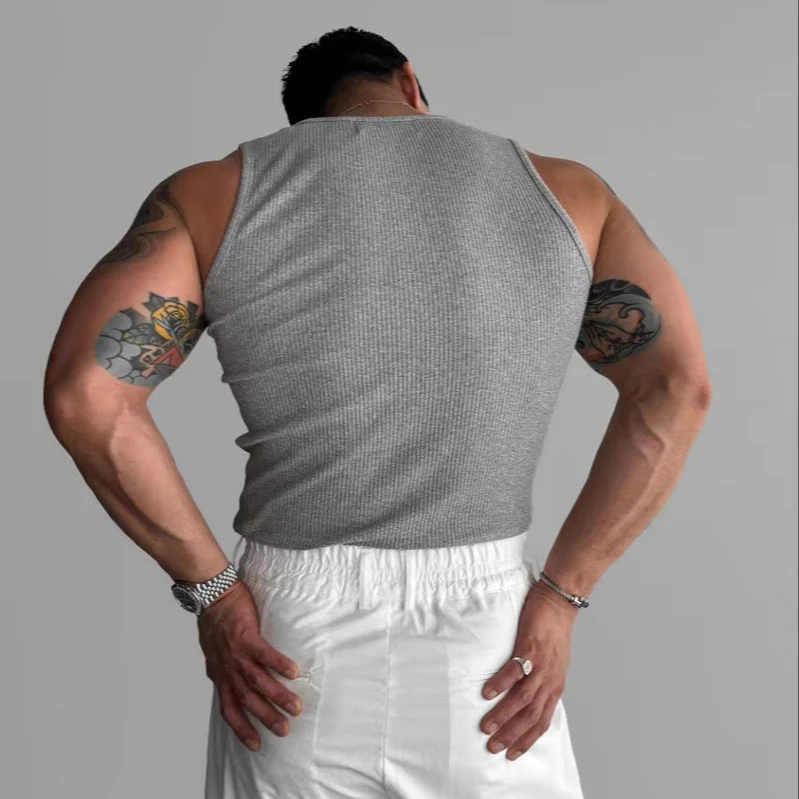 Camiseta de tirantes de algodón sin mangas para hombre · 230 GSM · 4
