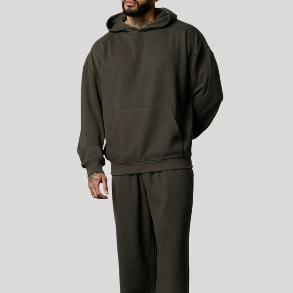 Übergroßer Herren-Hoodie aus Waffelstrick aus Baumwolle/Polyester · 3
