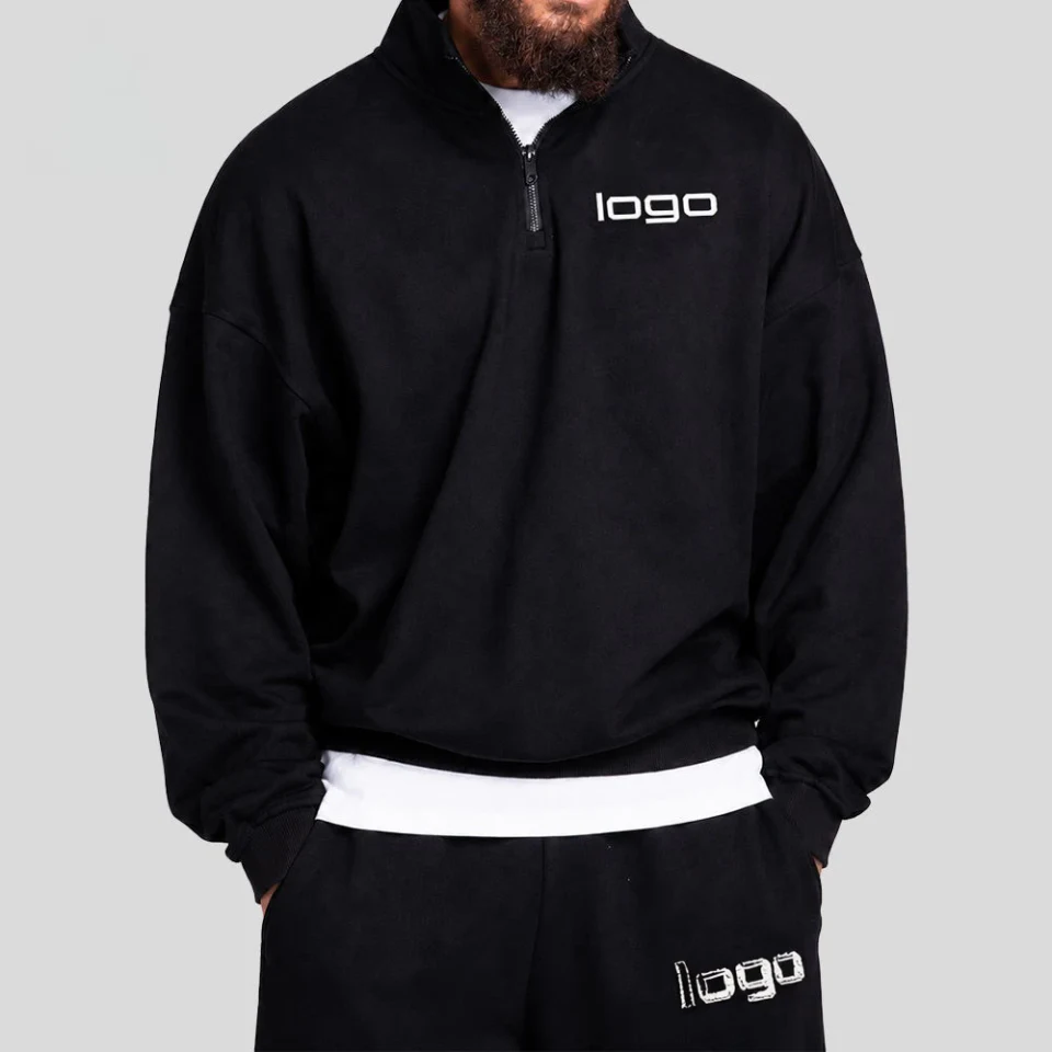 Men's oversized quarter-zip cotton/polyester sweatshirt