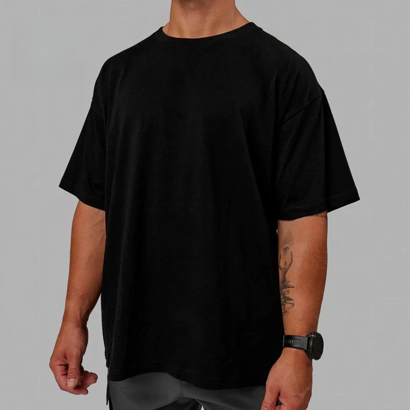 Camiseta masculina oversized de algodão pesado com ajuste quadrado