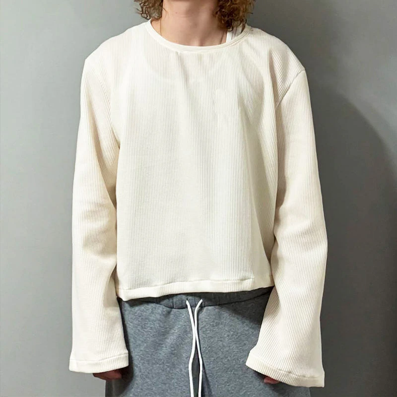 Oversized boxy-fit waffle-knit cotton T-shirt