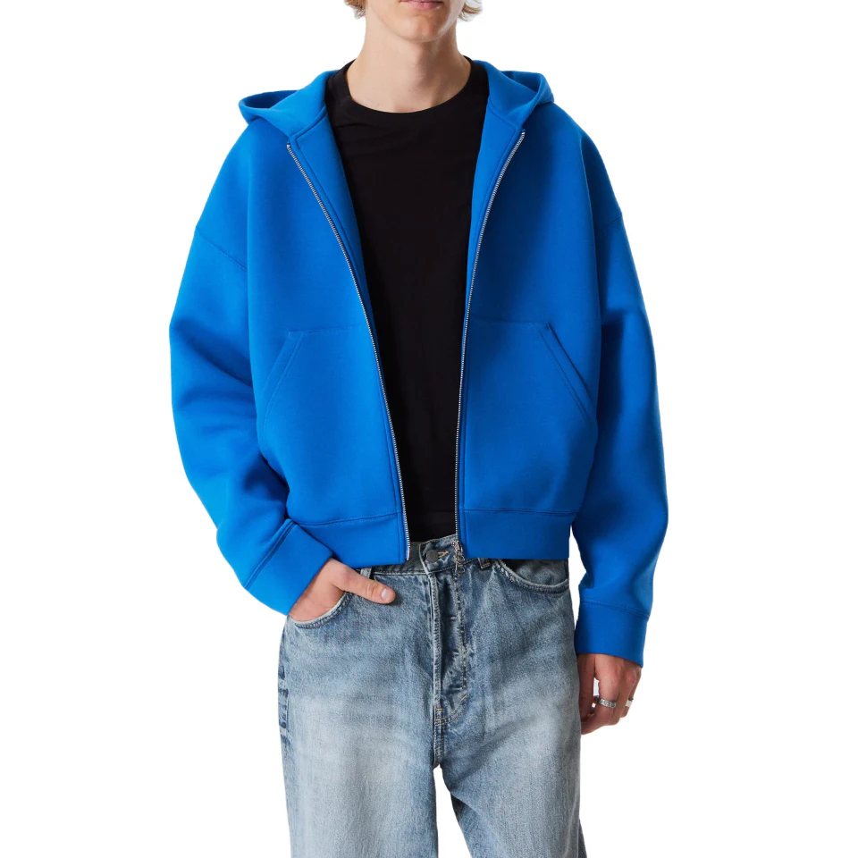 Men's heavyweight zip-up polyester hoodie