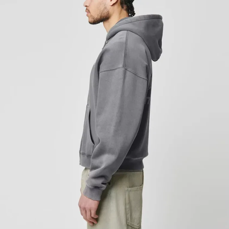 Schwerer, übergroßer Herren-Kapuzenpullover mit Reißverschluss · 3