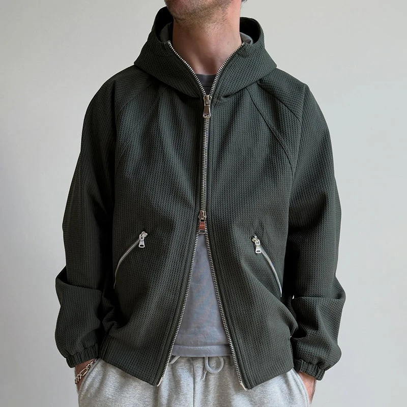 Heavyweight waffle-knit hoodie · 2