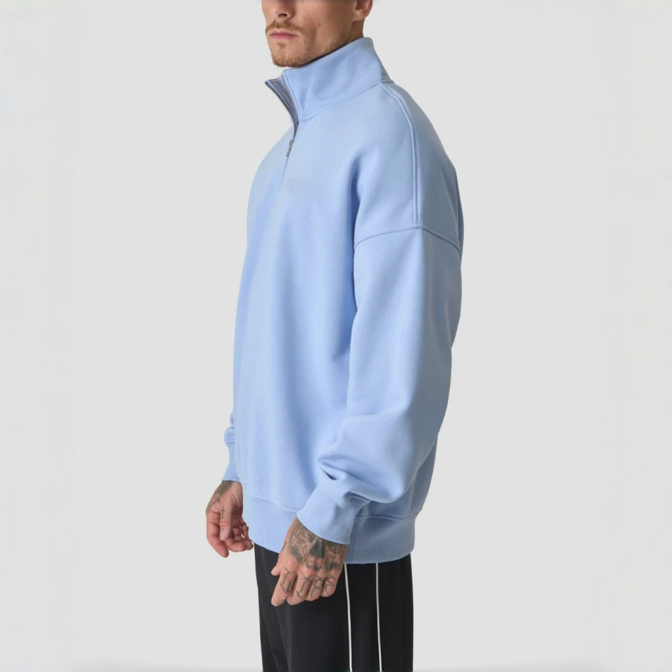 Men's quarter-zip cotton/polyester hoodie · 4