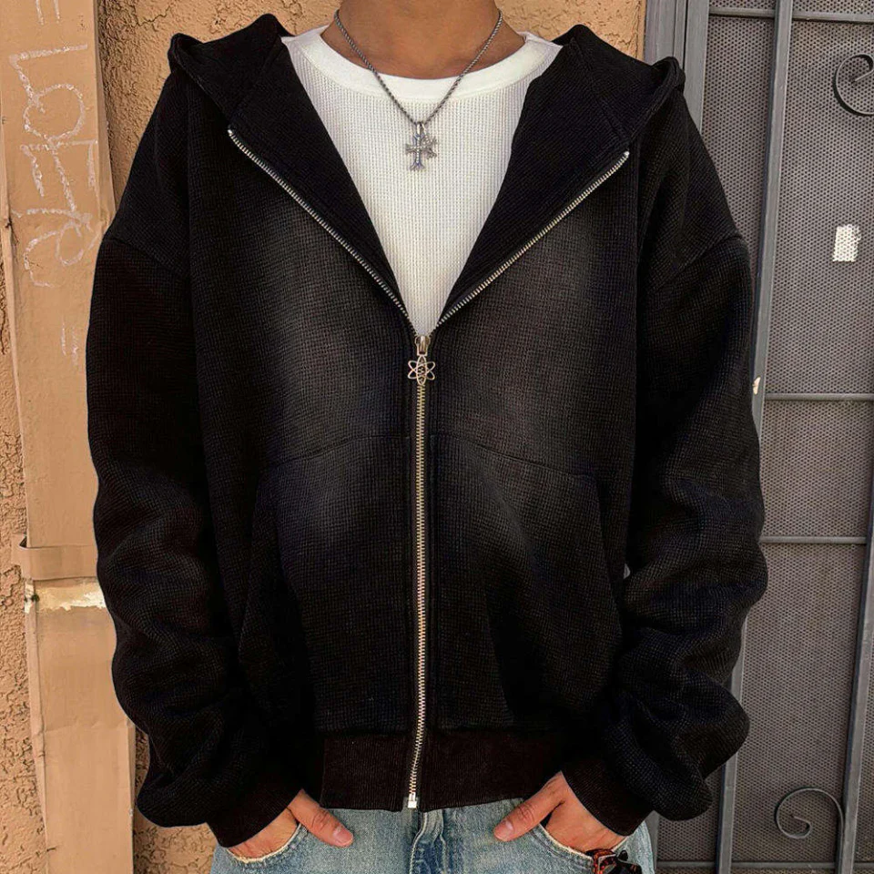 Boxy-Fit-Hoodie für Herren aus schwerer Waffelstrick-Baumwolle · 4