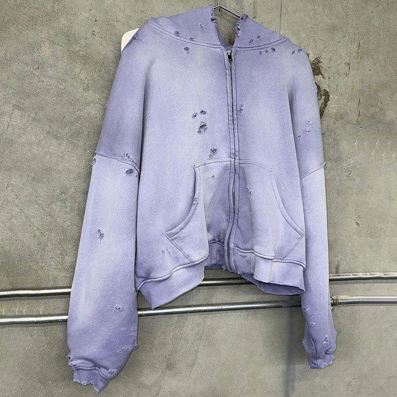 Sweat à capuche zippé oversize en coton pour homme · 630 GSM