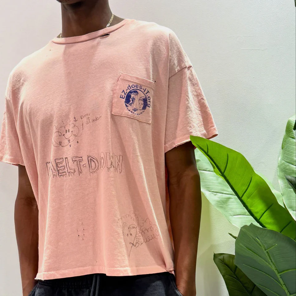Men's oversized acid-wash cotton T-shirt