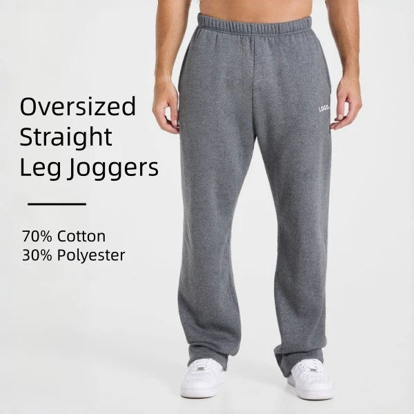 Men's oversized straight-leg heavyweight cotton/polyester joggers