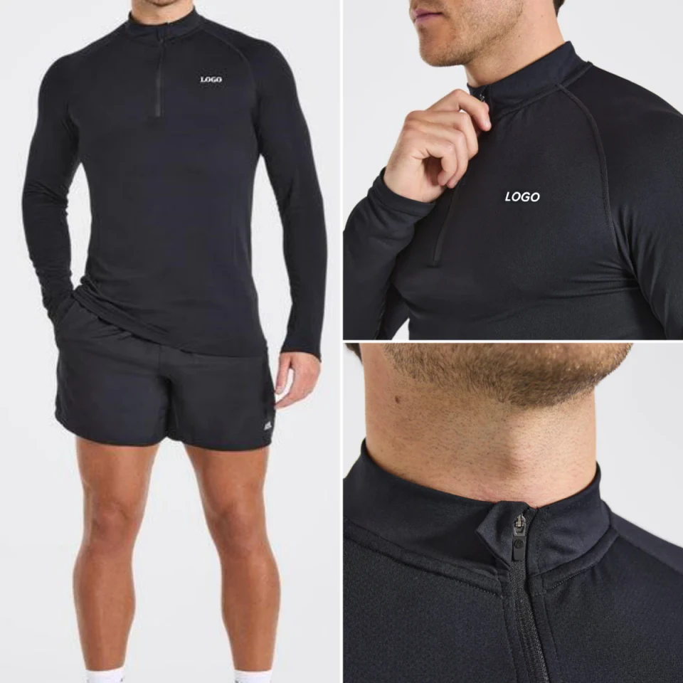 Camisa de hombre slim fit de manga larga con cremallera de un cuarto · 3