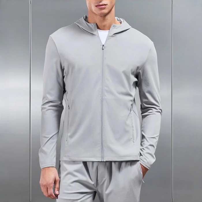 Sweat à capuche zippé slim fit en polyester/élasthanne homme