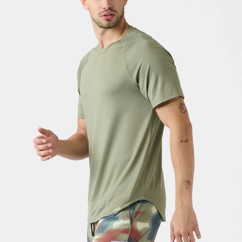 Camiseta ligera de poliéster/spandex de secado rápido para hombre