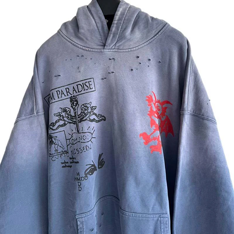 Herren-Kapuzenpullover aus säuregewaschener Baumwolle · 500 g/m² · 2