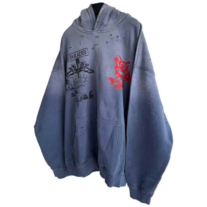 Herren-Kapuzenpullover aus säuregewaschener Baumwolle · 500 g/m² · 4