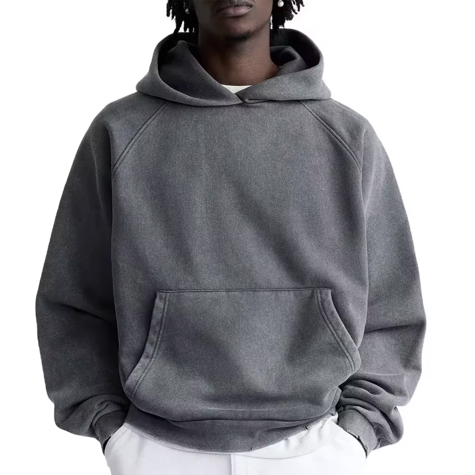 Übergroßer, kastenförmiger Baumwoll-Kapuzenpullover für Herren · 500 g/m²