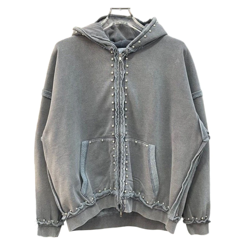Herren-Kapuzenpullover aus Baumwolle mit Säurewaschung und Reißverschluss · 3