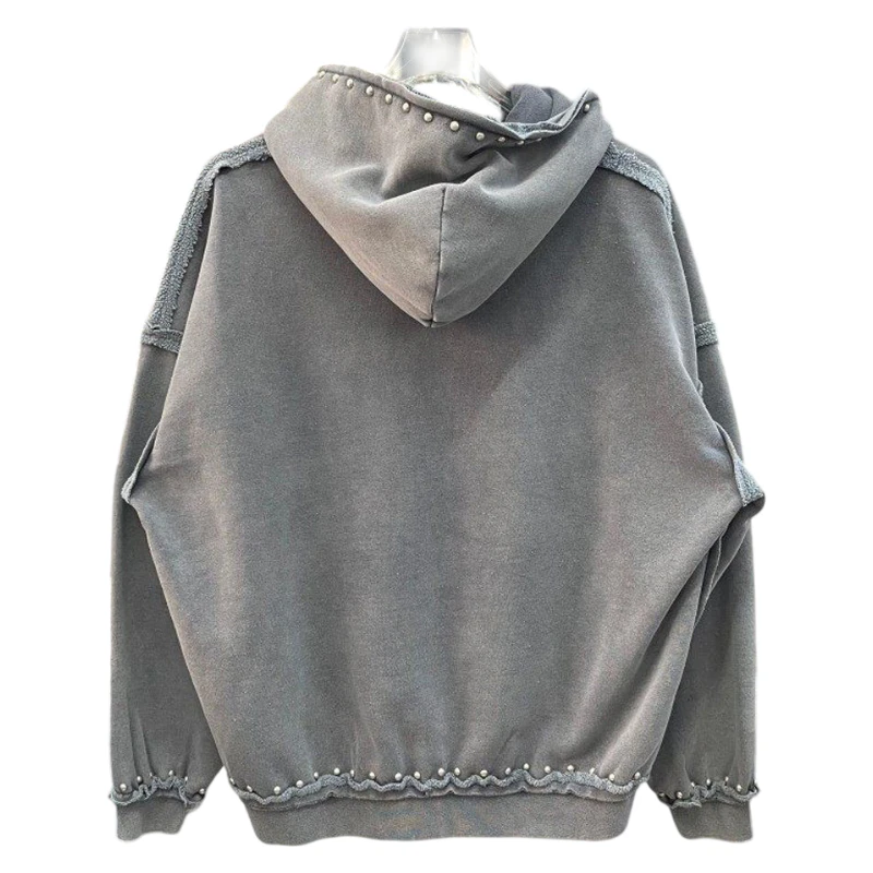Herren-Kapuzenpullover aus Baumwolle mit Säurewaschung und Reißverschluss · 4