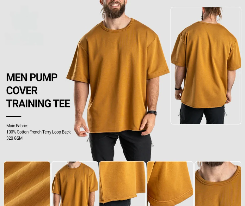 Camiseta masculina oversized de algodão pesado com ajuste quadrado · 3