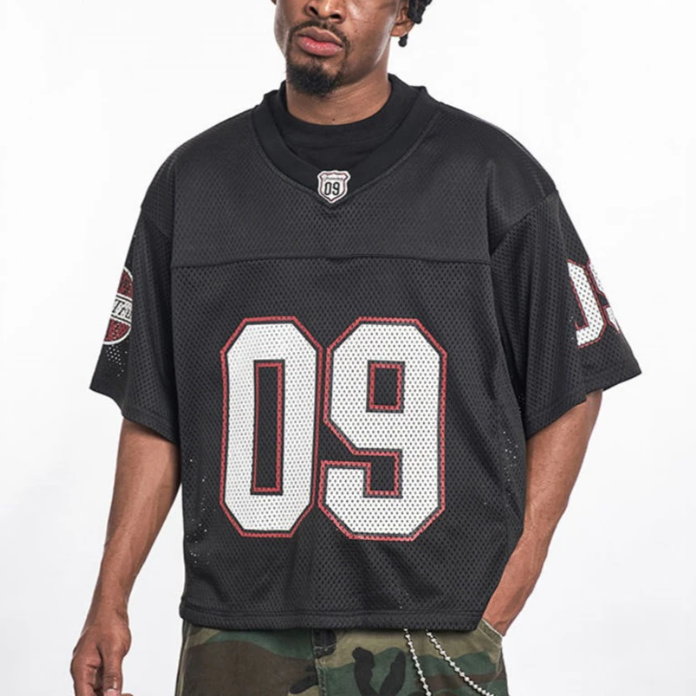 Men's oversized quick-dry V-neck polyester sports jersey