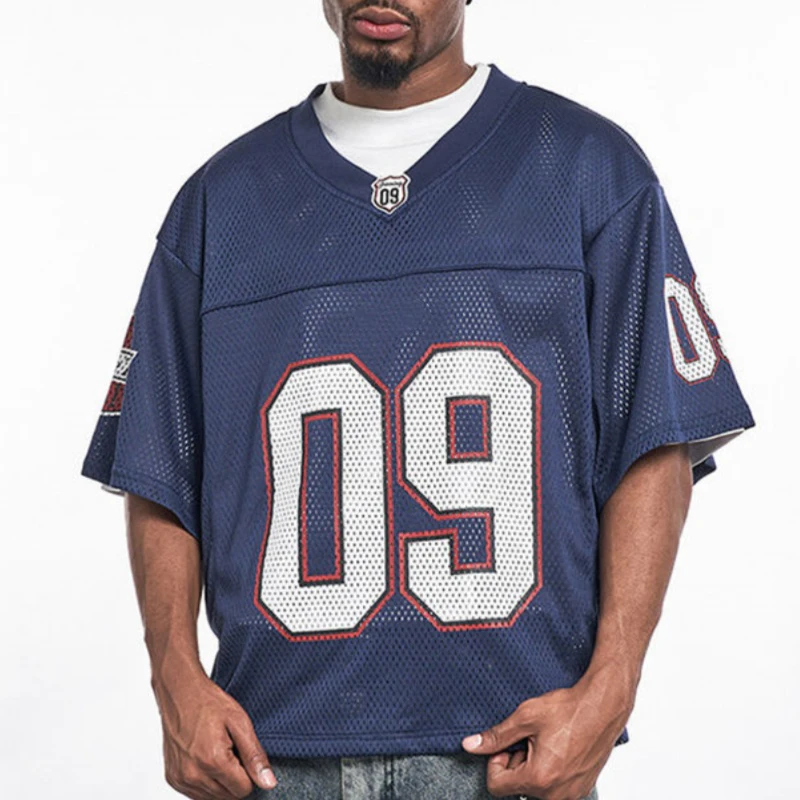 Men's oversized quick-dry V-neck polyester sports jersey · 2