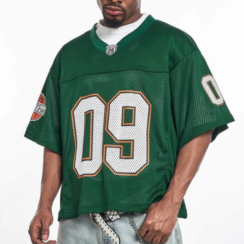 Men's oversized quick-dry V-neck polyester sports jersey · 3
