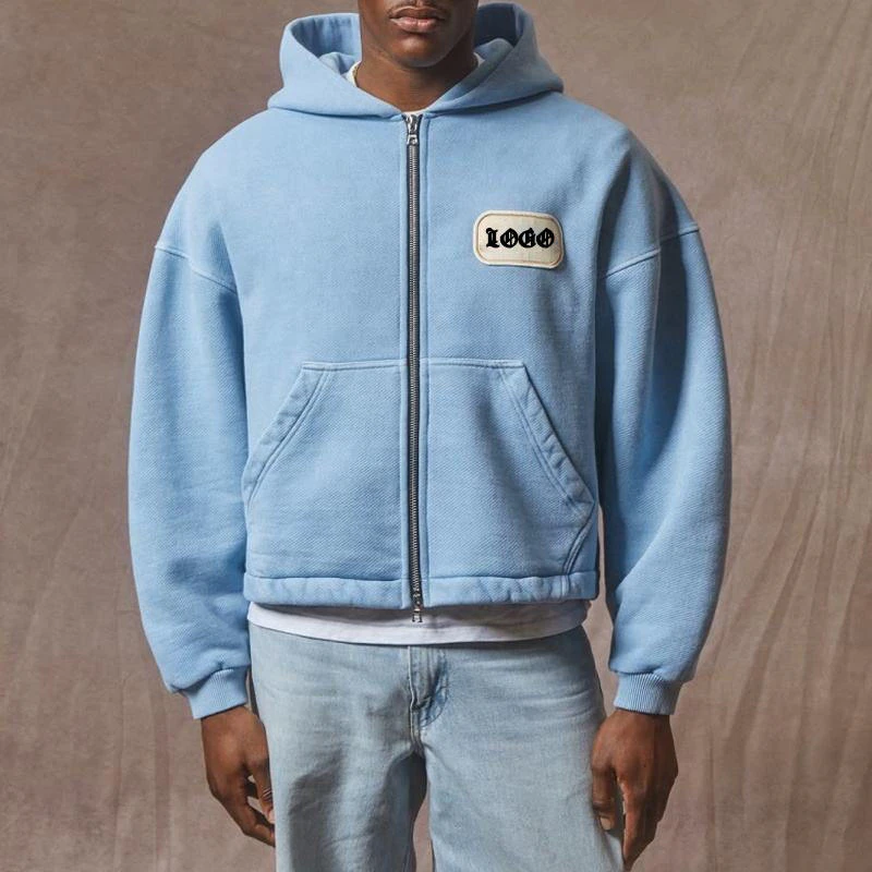 Men's boxy-fit heavyweight acid-wash cotton hoodie