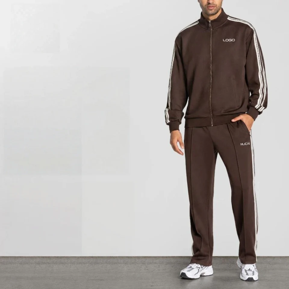 Joggers de poliéster/spandex de pierna recta para hombre · 310 GSM · 2