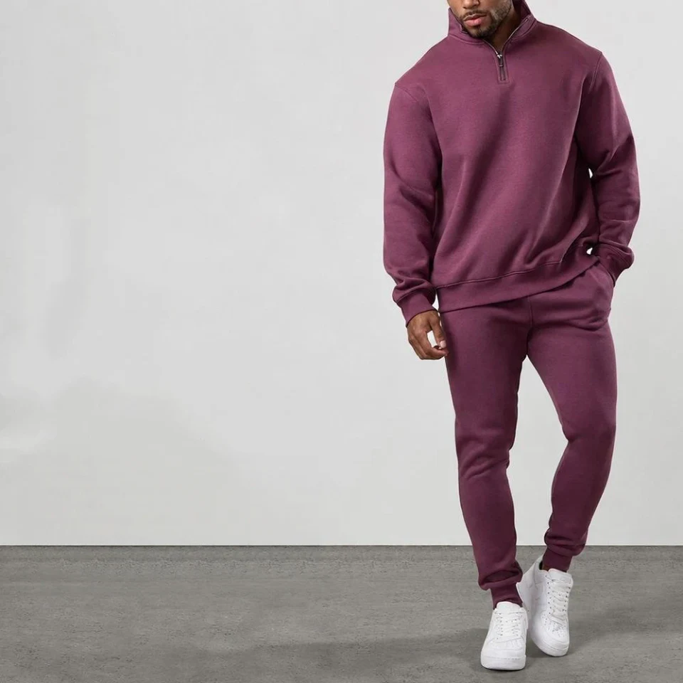Sudadera de hombre de algodón/poliéster con cremallera corta · 2