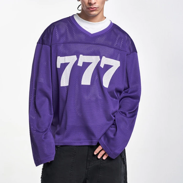 Men's oversized long-sleeve polyester T-shirt