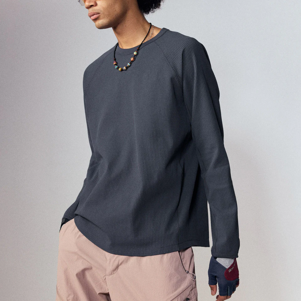 Quick-dry waffle-knit long-sleeve T-shirt · 2