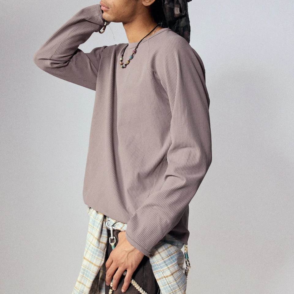 Quick-dry waffle-knit long-sleeve T-shirt · 3