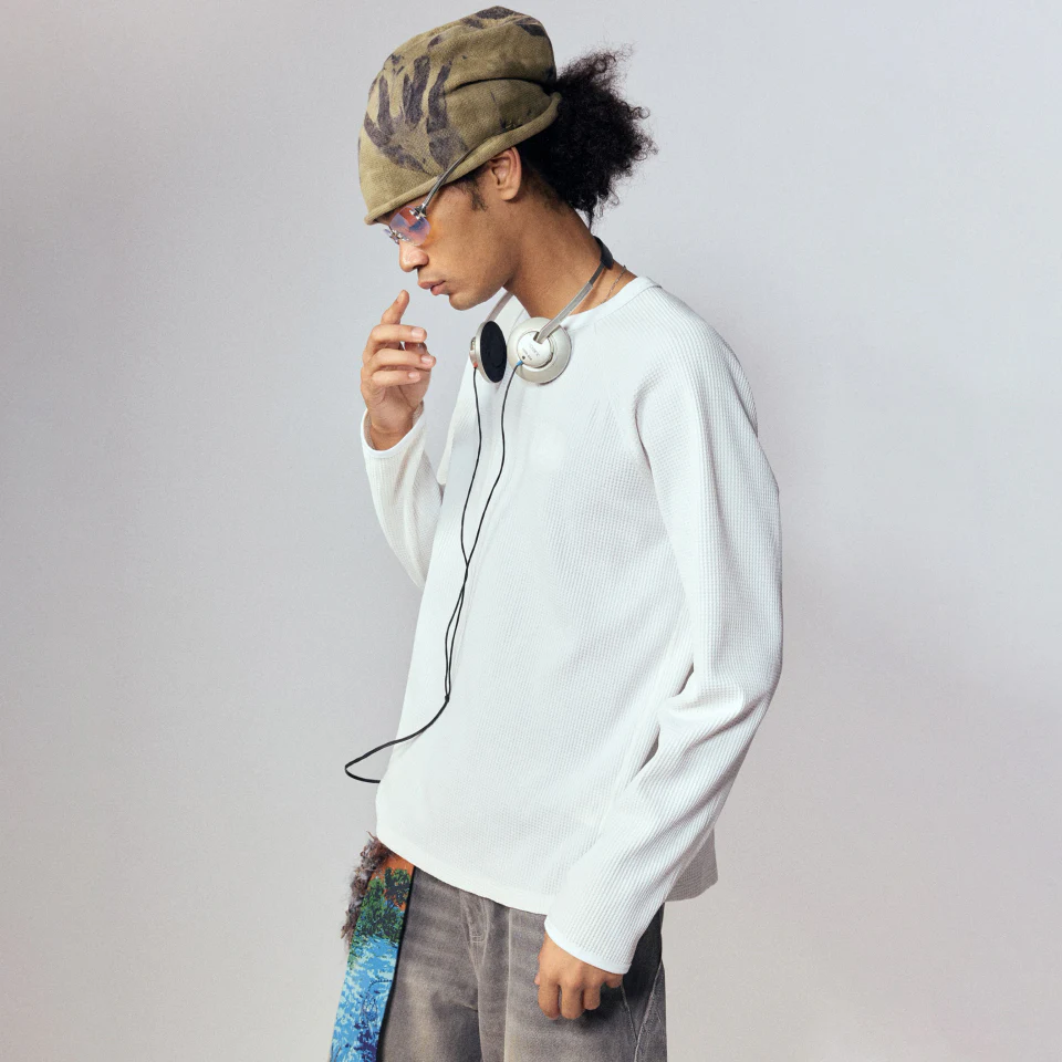 Quick-dry waffle-knit long-sleeve T-shirt · 4