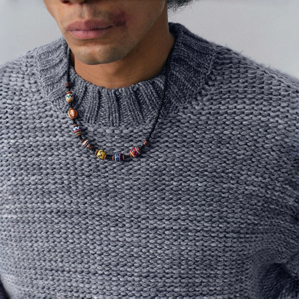 Men's jacquard long-sleeve crew-neck sweater · 3