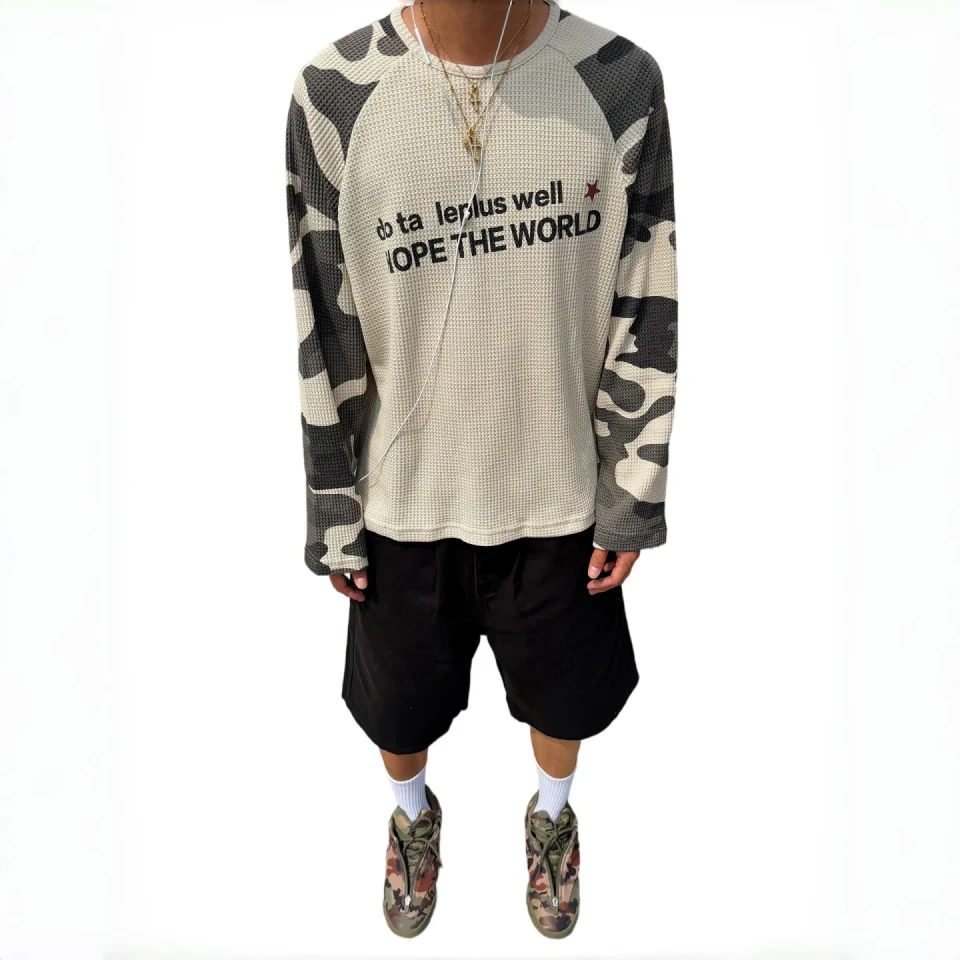 Men's waffle-knit long-sleeve T-shirt · 2