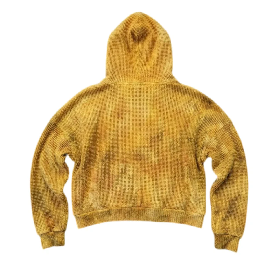 Unisex waffle-knit acid-wash zip-up hoodie · 2